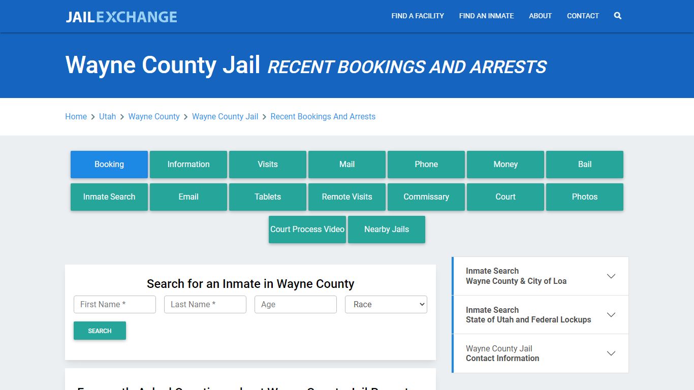 Wayne County Jail Recent Bookings And Arrests - Jail Exchange